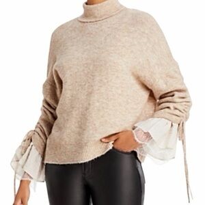 Atlas Turtleneck Bell-Sleeve Sweater